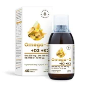 Przeziębienie i grypa - Aura Herbals Omega-3 (370 DHA) + D3 (2000IU) + K2MK7 w płynie (200 ml) OMEGA3D3K2 - miniaturka - grafika 1