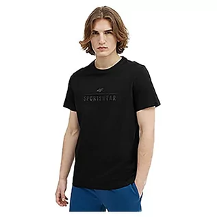Koszulki męskie - 4F Koszulka męska, Głęboki czarny, L - grafika 1