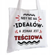 Torby i wózki na zakupy - Torba Bawełniana biała dla Teściowej Na Prezent ekologiczna Trwały Nadruk - miniaturka - grafika 1