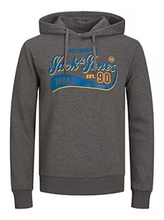 Bestseller A/S Męska bluza z kapturem JJELOGO Sweat Hood 2 COL 23/24 NOOS PLS, ciemnoszara melanż, 5XL, ciemnoszary melanż - Bluzy męskie - miniaturka - grafika 1