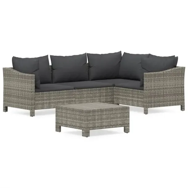 Modny zestaw wypoczynkowy do ogrodu, szary, rattan PE, wymiary: 63x63x55,5