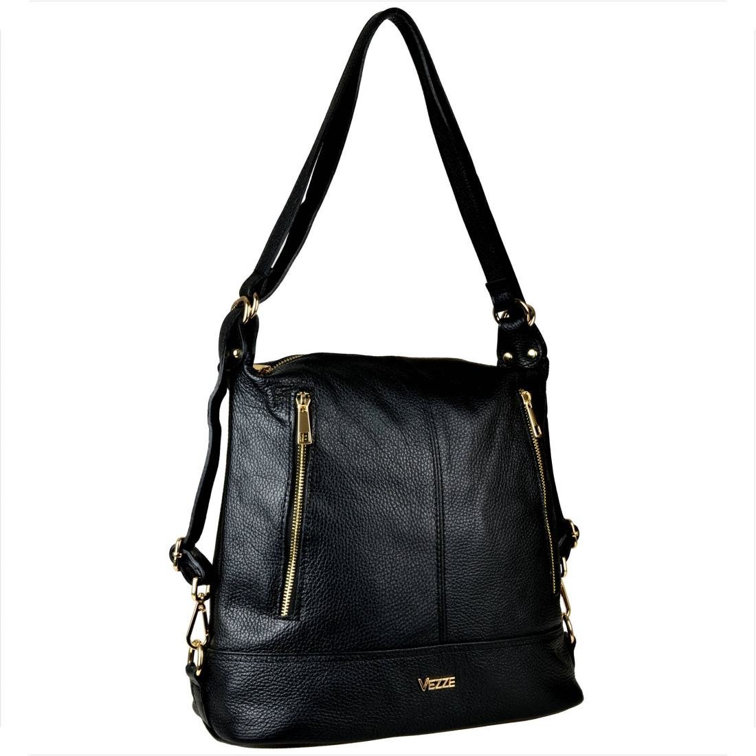 Torebko plecak czarny skóra naturalna XL