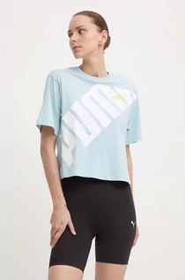 Koszulki sportowe damskie - Puma t-shirt bawełniany POWER damski kolor niebieski 677896 - grafika 1