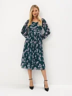 Sukienki - Mohito - Sukienka midi z bufiastymi rękawami - miętowy - miniaturka - grafika 1