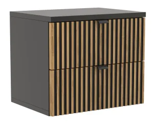 Czarna szafka z drewnianymi lamelami T5-H64 - Szafki nocne Czarna szafka z drewnianymi lamelami T5-H64 - Szafki nocne - miniaturka - grafika 1