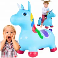 Skoczki dla dzieci - Jednorożec Konik Skoczek Gumowy Miękki do 140 KG Pompka Duży Pompowany Blue - miniaturka - grafika 1