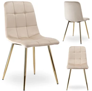 Krzesło aksamitne DENVER GOLD velvet Beżowe - Krzesła - miniaturka - grafika 1