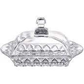 Pozostałe akcesoria kuchenne - Maselnica szklana z wytłoczeniem Aurora 17 x 10,5 cm DOMOTTI - miniaturka - grafika 1