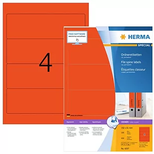 Herma Ordneretiketten A4 rot 192x61 mm Papier opak 400 St. - 4297 - Etykiety do drukarek - miniaturka - grafika 1