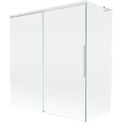 Parawany nawannowe - Mexen Rox L parawan nawannowy 2-skrzydłowy rozsuwany 150 + 70 x 150 cm, transparent, biały - 8C9L-150-070-20-00 - miniaturka - grafika 1