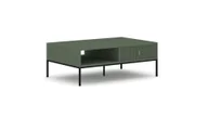 Ławy i stoliki kawowe - Stolik kawowy: jedna szuflada, jedna półka, kolor zielony dymny, czarne nogi - miniaturka - grafika 1