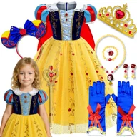 Stroje karnawałowe - STRÓJ KRÓLEWNA ŚNIEŻKA SUKIENKA ŚNIEŻKI PRZEBRANIE BAL KARNAWAŁ 128 134 - miniaturka - grafika 1