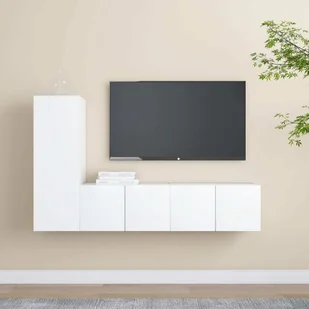 vidaXL 3-częściowa szafka pod telewizor z białego drewna - szafka pod telewizor - szafka pod telewizor - wisząca szafka pod telewizor - wisząca szafka pod telewizor - Szafki RTV - miniaturka - grafika 1
