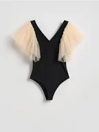 Koszulki i topy damskie - Reserved - Body z ozdobnymi rękawami - wielobarwny - miniaturka - grafika 1