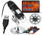 Mikroskopy i lupy - MIKROSKOP CYFROWY LED DLA DZIECI EDUKACYJNY USB ZDJĘCIA FILMY NAUKA 1600x - miniaturka - grafika 1