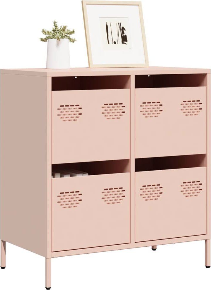 vidaXL vidaXL Szafka, różowa, 68x39x73,5 cm, stal walcowana na zimno