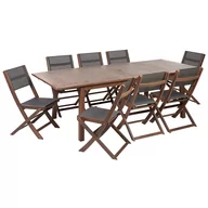 Meble ogrodowe - Zestaw ogrodowy akacjowy stół i 8 krzeseł ciemne drewno CESANA - miniaturka - grafika 1