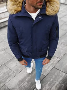KURTKA ZIMOWA MĘSKA Z FUTERKIEM GRANATOWA OZONEE JS/M2019/215 - Ozonee - Kurtki męskie - miniaturka - grafika 1
