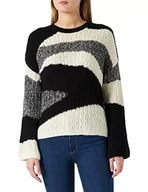 Swetry damskie - Sisley Damski sweter L/S 1268L101U Sweater, czarny i beżowy 901, XS - miniaturka - grafika 1