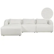 Narożniki - BELIANI Narożnik prawostronny 3-osobowy biały boucle tapicerowany sofa narożna dodatkowe poduszki minimalistyczny styl - miniaturka - grafika 1