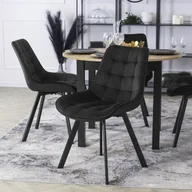 Krzesła - Zestaw 4x Krzesło Tapicerowane do Salonu RICK Czarne Welurowe Nowoczesne Loft - miniaturka - grafika 1