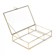 Pudełka i szkatułki - Szkatułka złota OZDOBNA GRAZIA 23x15x5 cm HOMLA - miniaturka - grafika 1