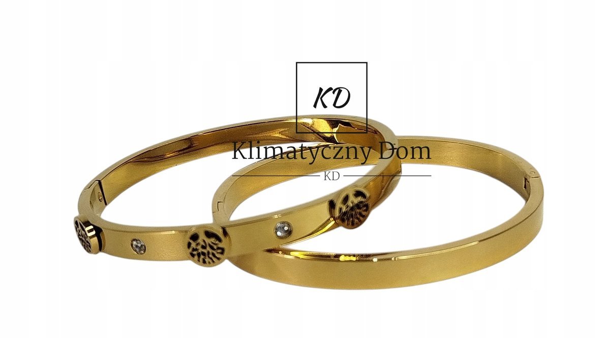 BRANSOLETKA STAL CHIRURGICZNA POZŁACANA DRZEWKO SZCZĘŚCIA NA ZATRZASK