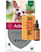 Artykuły przeciw pasożytom - Bayer Advantix dla psów do 4kg 4 pipety x 0,4ml) + olej konopny witamina D3 Forte 30ml dla ludzi) 56102-uniw - miniaturka - grafika 1