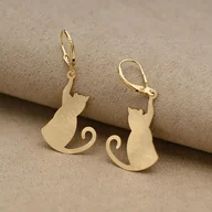 Kolczyki - Kolczyki KOTKI, KOTY,KOTECZKI , srebrne - pozłacane - miniaturka - grafika 1