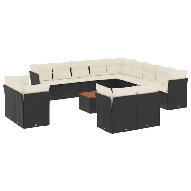 Zestaw wypoczynkowy z rattanem PE, czarny, wymiary: 62x62x69 cm, 55x62x69 c