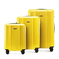 Walizki - WITTCHEN Classic Line elegancka walizka z wytrzymałego poliwęglanu z pionowym tłoczeniem, zamek TSA, żółty, Kofferset 3tlg, Nowoczesny - miniaturka - grafika 1