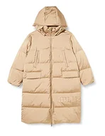 Płaszcze damskie - Tommy Hilfiger Damskie satynowe puchowe płaszcze z kapturem, maxi, beżowe, 3XL, BEŻOWY, 3XL - miniaturka - grafika 1