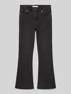 Spodnie i spodenki dla dziewczynek - Jeansy o rozkloszowanym kroju z mieszanki bawełny z wysokim stanem i obszyciem nitami - miniaturka - grafika 1