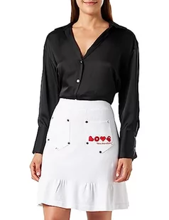Love Moschino Damska spódnica z logo maxi i logo firmy Hearts Embroidery Skirt z louncją, optical white, 44 - Spódnice - miniaturka - grafika 1