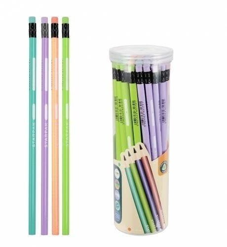 Ołówek z gumką HB trójkątny pastel tuba 48szt