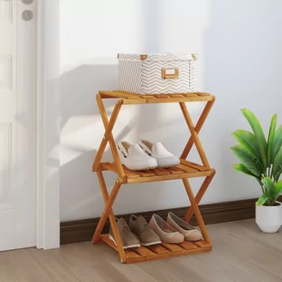 vidaXL Składany regał z 3 półkami, brąz, 43x31x63 cm, drewno akacjowe - Regały - miniaturka - grafika 1