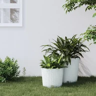 Pozostałe narzędzia ogrodowe - vidaXL Donica z pojemnikiem wewnętrznym, biała, 15/15,3 L, rattan PP - miniaturka - grafika 1