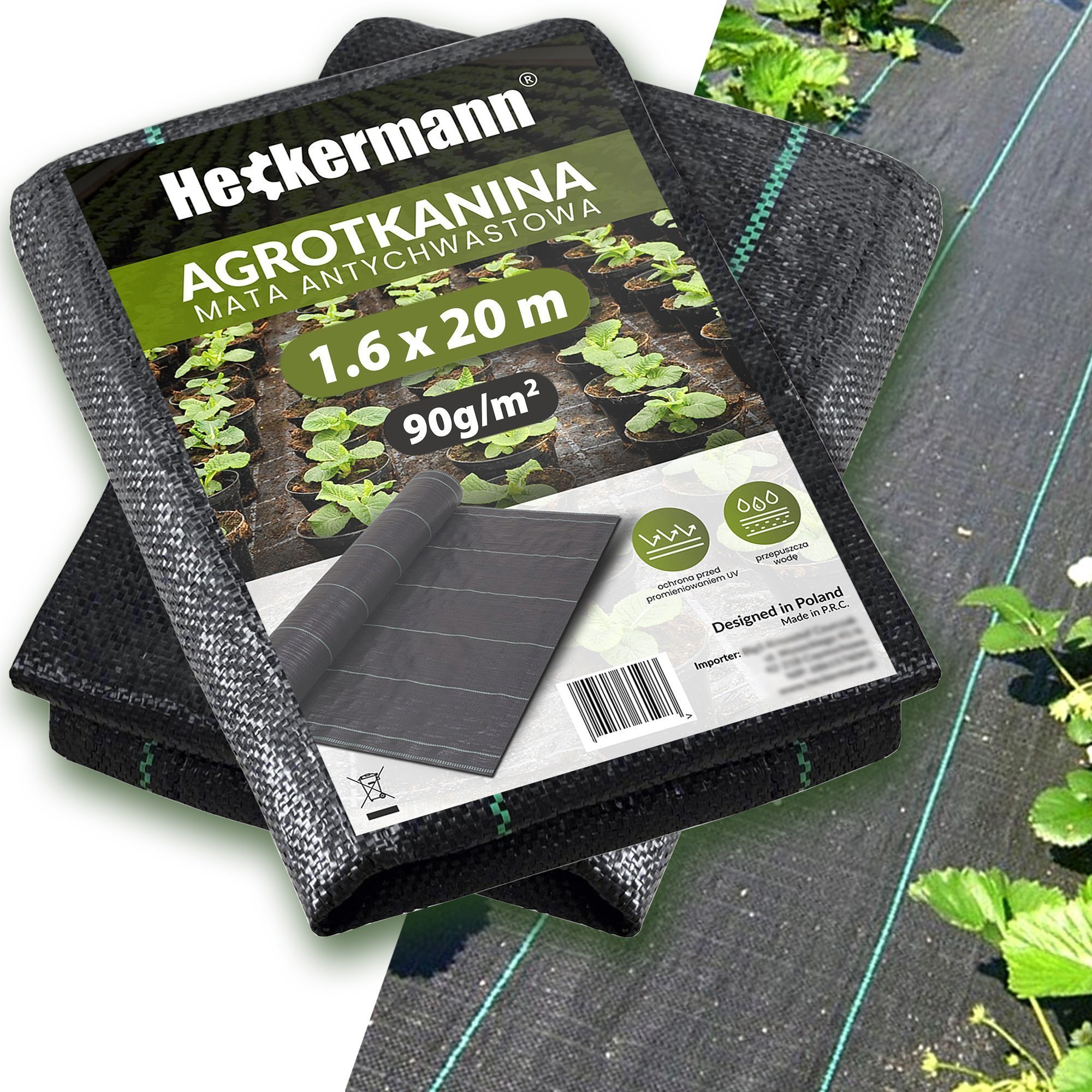 Heckermann Agrotkanina 1,6x20m 90g/m2 Czarna