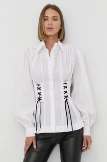 Koszule damskie - Karl Lagerfeld Lagerfeld Lagerfeld koszula bawełniana damska kolor biały regular z kołnierzykiem klasycznym - grafika 1