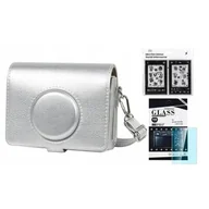 Torby fotograficzne i futerały - Pokrowiec LOVEINSTANT 3w1 do FujiFilm Instax Mini Evo Srebrny + szkło hartowane + naklejki - miniaturka - grafika 1