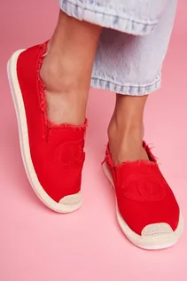 Espadryle damskie - Klasyczne Damskie Espadryle Czerwone Flaure - Zazoo - grafika 1