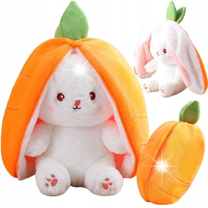 MIĘKKA MASKOTKA 2w1 KRÓLIK MARCHEWKA DUŻE USZY PLUSZAK POKROWIEC DUŻA 35 cm