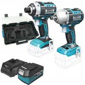 Zestawy elektronarzędzi - Dedra Zestaw Zakrętarka 200Nm + Klucz Udarowy 450Nm +Akum 4Ah 18V Walizka - miniaturka - grafika 1