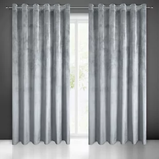 Euro Firany Zasłona 215 x 250 Dekoracyjna Welwet Melanie Szary 1223805 - Zasłony - miniaturka - grafika 1