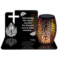 Lampiony i znicze - ZNICZ SOLARNY LED WIECZNY PODSTAWKA NA CMENTARZ GRÓB Krzyż EFEKT PŁOMIENIA - miniaturka - grafika 1