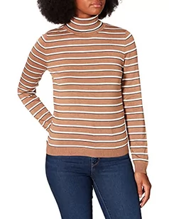 GERRY WEBER Damski sweter z golfem, brązowy/ecru/białe prążki, 36, Brązowy/ecru/biały kółko, 36 - Swetry damskie - miniaturka - grafika 1