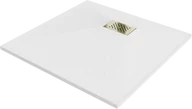 Brodziki prysznicowe - Mexen Hugo brodzik kwadratowy SMC 80 x 80 cm, biały, maskownica złota - 42108080-G - miniaturka - grafika 1