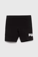 Spodnie i spodenki dla dziewczynek - Puma szorty dziecięce ESS+ Logo Short Leggings G kolor czarny z nadrukiem - miniaturka - grafika 1