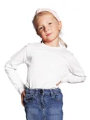 Bluzki damskie - Koszulka bluzka dziewczęca bawełniana biała 110-116 YOCLUB - miniaturka - grafika 1
