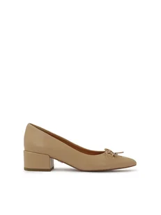 Beżowe niskie czółenka skórzane - Czółenka - miniaturka - grafika 1